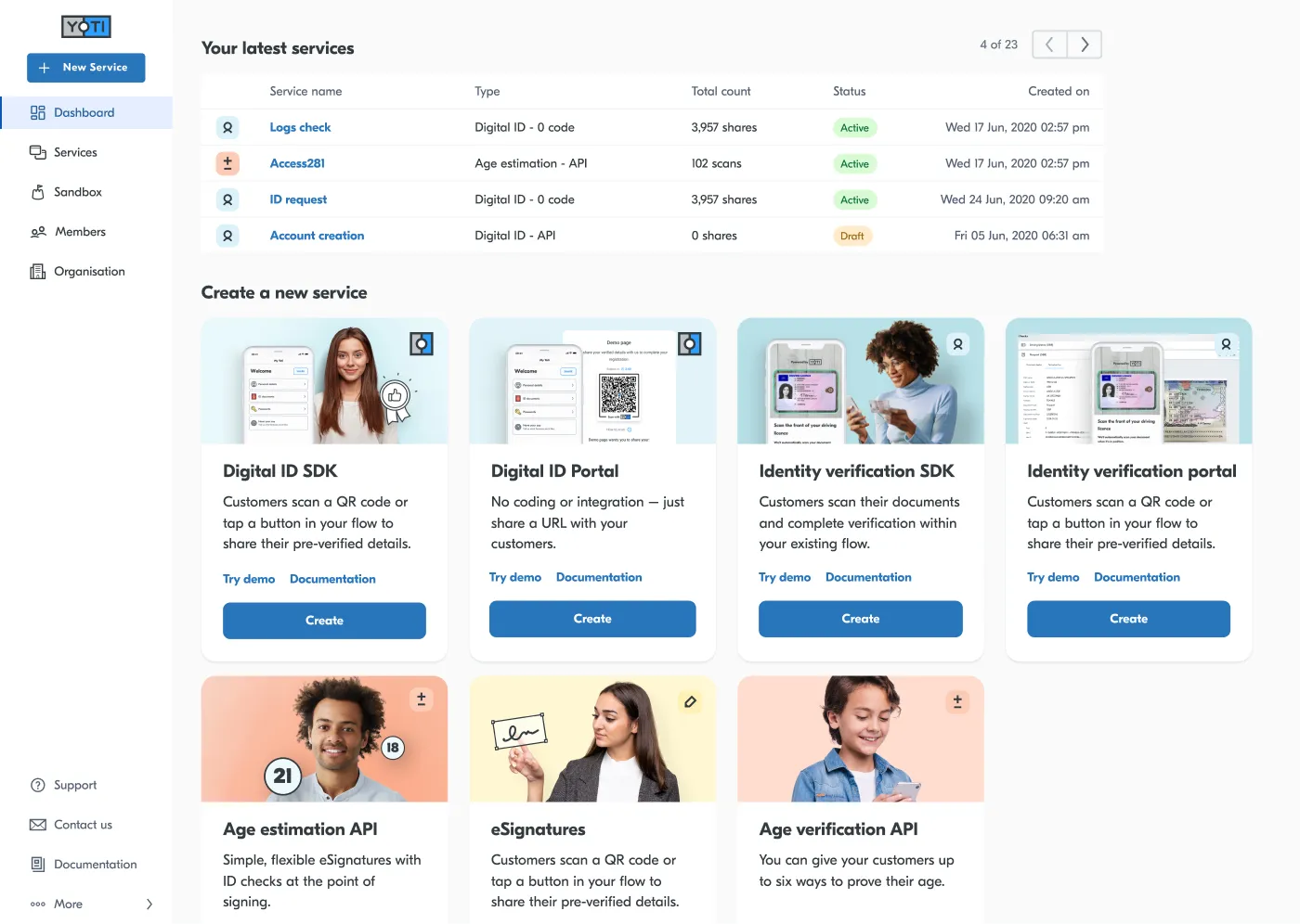 Hub landing page